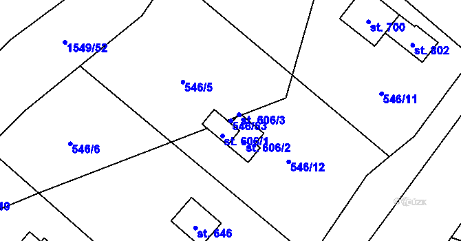 Parcela st. 546/53 v KÚ Pstruží, Katastrální mapa