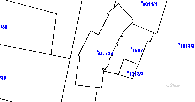 Parcela st. 729 v KÚ Pstruží, Katastrální mapa