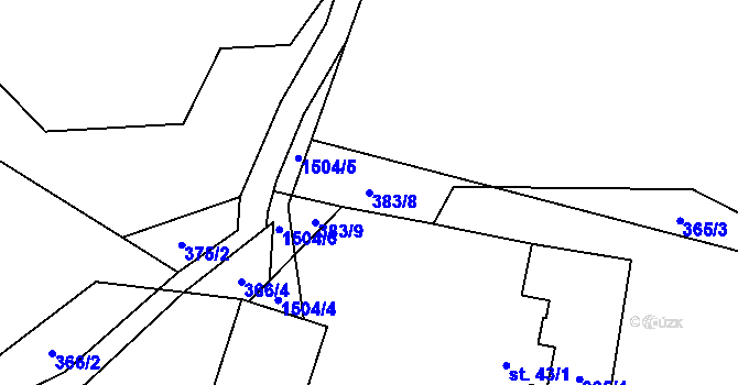 Parcela st. 383/8 v KÚ Pstruží, Katastrální mapa