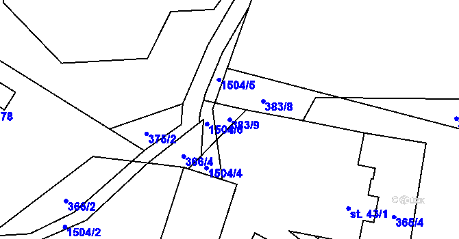 Parcela st. 383/9 v KÚ Pstruží, Katastrální mapa