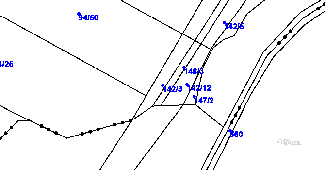 Parcela st. 142/3 v KÚ Pšánky, Katastrální mapa