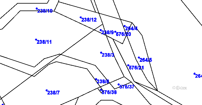 Parcela st. 238/3 v KÚ Pšánky, Katastrální mapa
