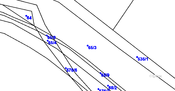 Parcela st. 65/3 v KÚ Pšánky, Katastrální mapa