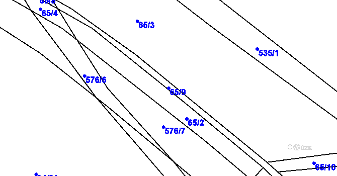 Parcela st. 65/9 v KÚ Pšánky, Katastrální mapa