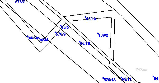 Parcela st. 65/16 v KÚ Pšánky, Katastrální mapa