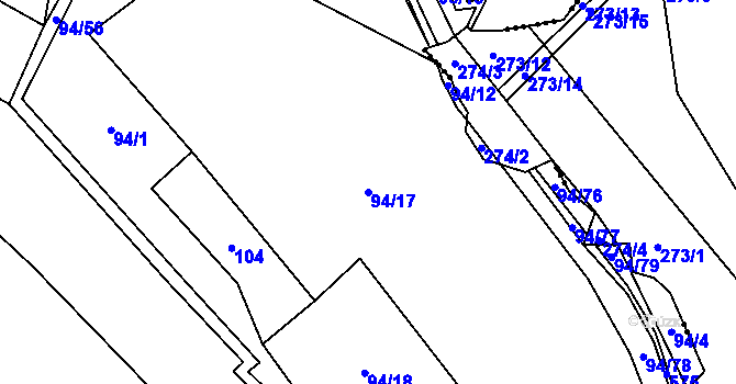 Parcela st. 94/17 v KÚ Pšánky, Katastrální mapa
