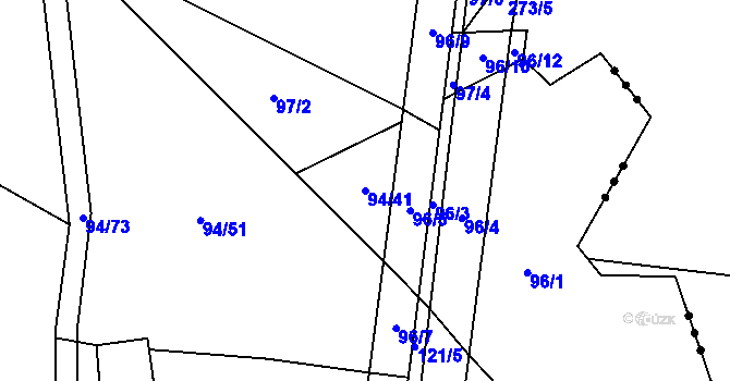 Parcela st. 94/41 v KÚ Pšánky, Katastrální mapa