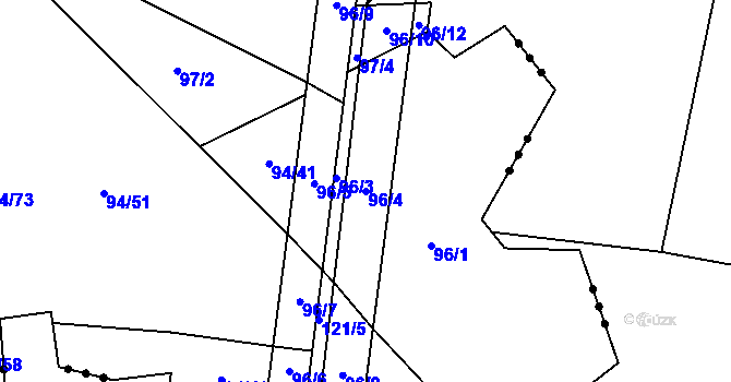 Parcela st. 96/4 v KÚ Pšánky, Katastrální mapa