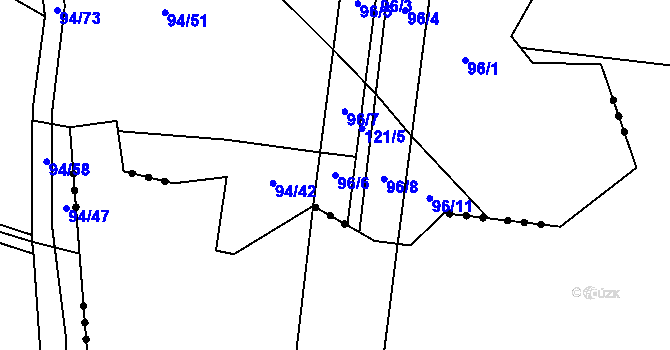 Parcela st. 96/6 v KÚ Pšánky, Katastrální mapa