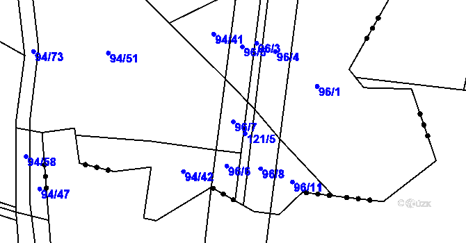 Parcela st. 96/7 v KÚ Pšánky, Katastrální mapa