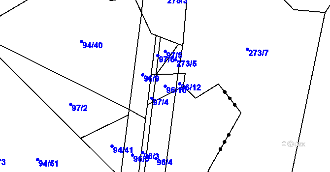 Parcela st. 96/10 v KÚ Pšánky, Katastrální mapa