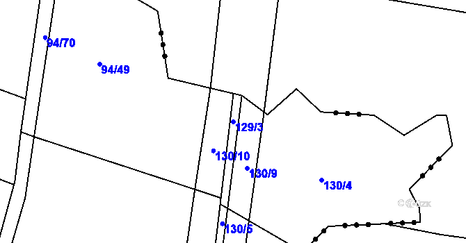 Parcela st. 129/3 v KÚ Pšánky, Katastrální mapa