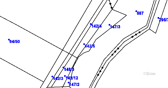 Parcela st. 142/5 v KÚ Pšánky, Katastrální mapa