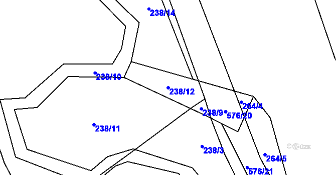 Parcela st. 238/12 v KÚ Pšánky, Katastrální mapa