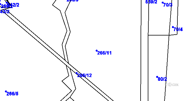 Parcela st. 266/11 v KÚ Pšánky, Katastrální mapa