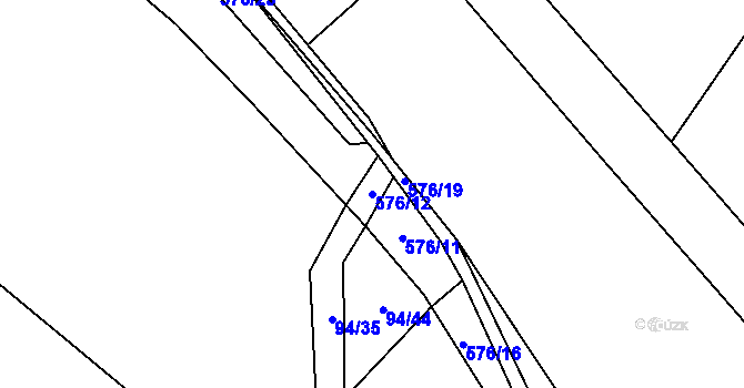 Parcela st. 576/12 v KÚ Pšánky, Katastrální mapa