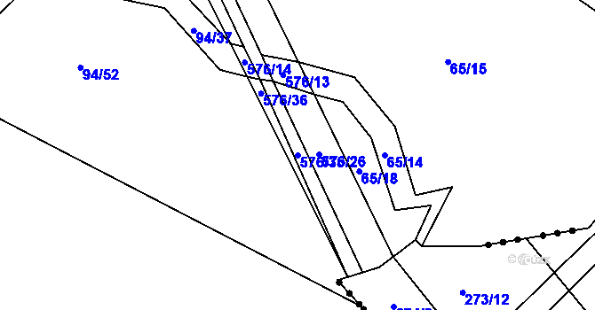 Parcela st. 576/35 v KÚ Pšánky, Katastrální mapa