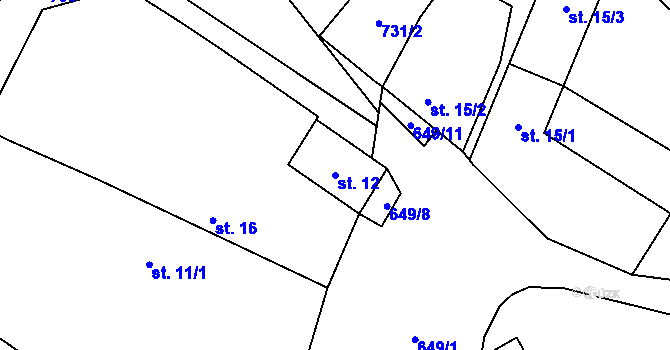 Parcela st. 12 v KÚ Borek u Štědré, Katastrální mapa