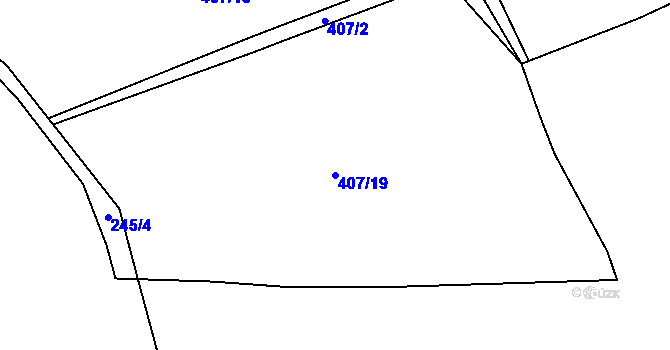 Parcela st. 407/19 v KÚ Borek u Štědré, Katastrální mapa