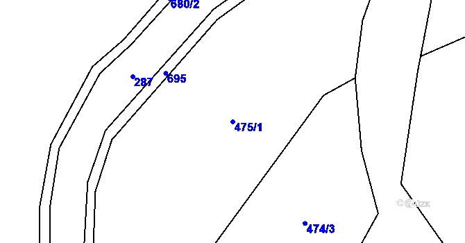 Parcela st. 475/1 v KÚ Borek u Štědré, Katastrální mapa