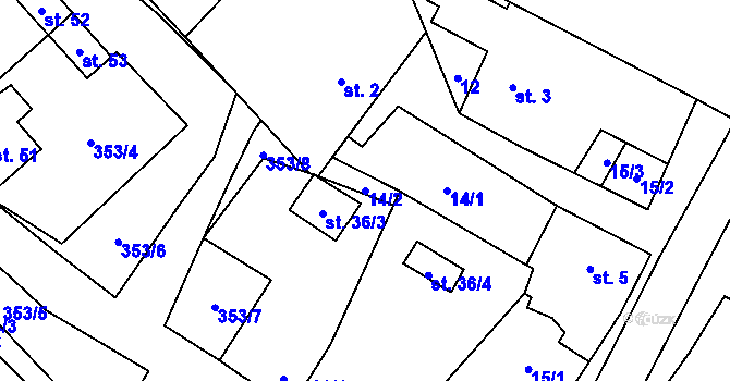 Parcela st. 14/2 v KÚ Kobylé, Katastrální mapa