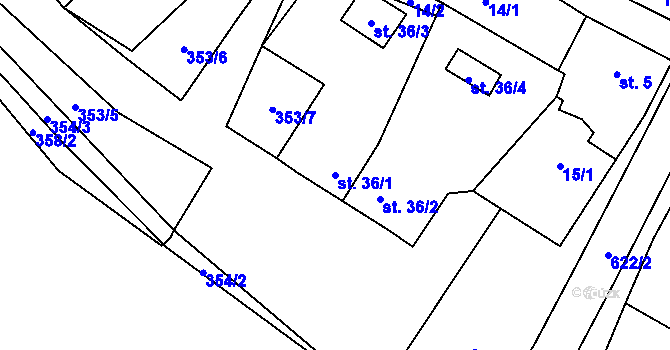 Parcela st. 36/1 v KÚ Kobylé, Katastrální mapa