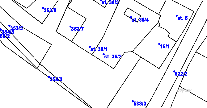 Parcela st. 36/2 v KÚ Kobylé, Katastrální mapa
