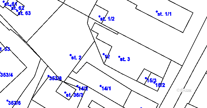 Parcela st. 12 v KÚ Kobylé, Katastrální mapa