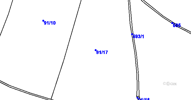 Parcela st. 91/17 v KÚ Kobylé, Katastrální mapa