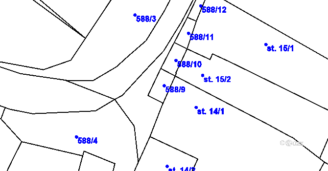 Parcela st. 588/9 v KÚ Kobylé, Katastrální mapa