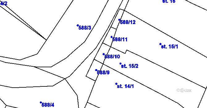 Parcela st. 588/10 v KÚ Kobylé, Katastrální mapa