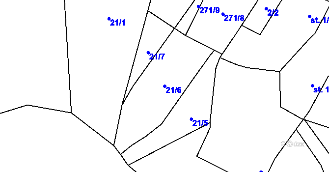 Parcela st. 21/6 v KÚ Kolešov u Žlutic, Katastrální mapa