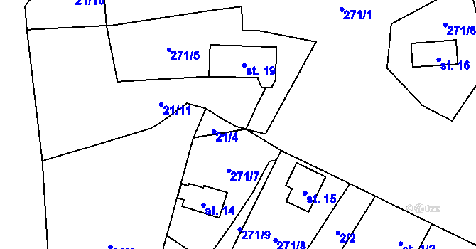 Parcela st. 21/8 v KÚ Kolešov u Žlutic, Katastrální mapa