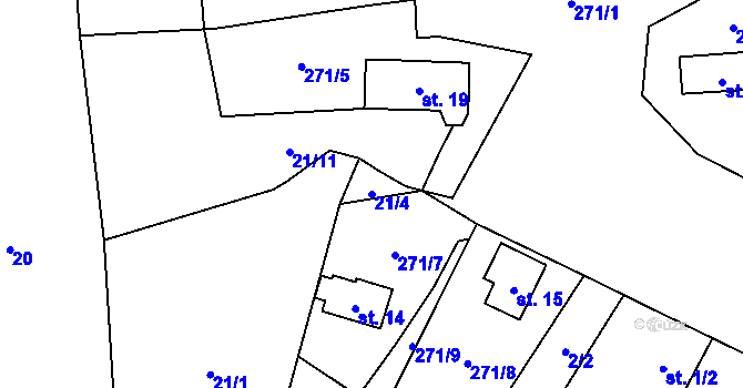 Parcela st. 21/4 v KÚ Kolešov u Žlutic, Katastrální mapa