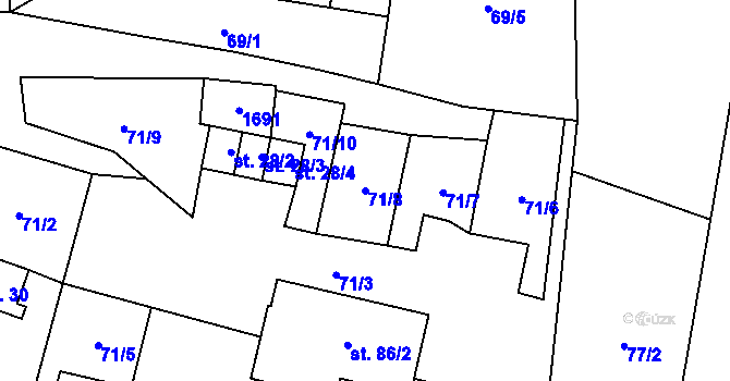 Parcela st. 71/8 v KÚ Pšov u Žlutic, Katastrální mapa