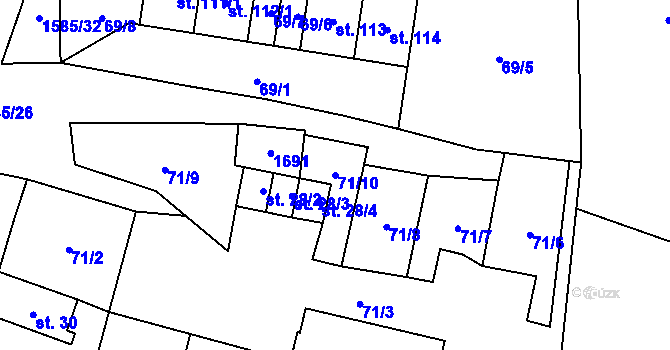 Parcela st. 71/10 v KÚ Pšov u Žlutic, Katastrální mapa