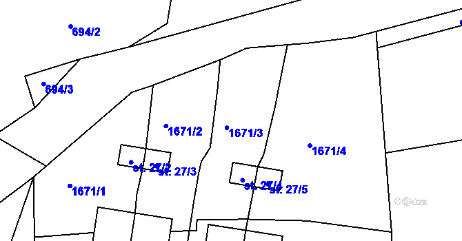 Parcela st. 27/1 v KÚ Pšov u Žlutic, Katastrální mapa