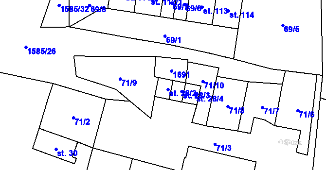 Parcela st. 28 v KÚ Pšov u Žlutic, Katastrální mapa