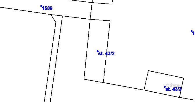 Parcela st. 43/2 v KÚ Pšov u Žlutic, Katastrální mapa