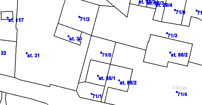 Parcela st. 71/5 v KÚ Pšov u Žlutic, Katastrální mapa