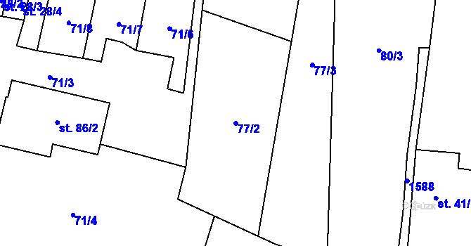 Parcela st. 77/2 v KÚ Pšov u Žlutic, Katastrální mapa