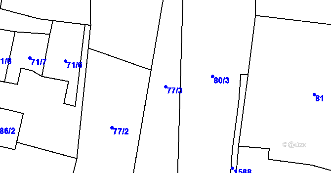 Parcela st. 77/3 v KÚ Pšov u Žlutic, Katastrální mapa