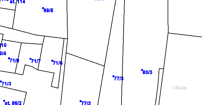 Parcela st. 80/4 v KÚ Pšov u Žlutic, Katastrální mapa