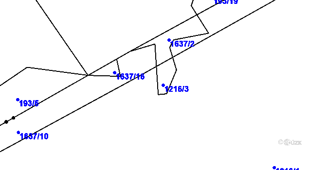 Parcela st. 1216/3 v KÚ Pšov u Žlutic, Katastrální mapa