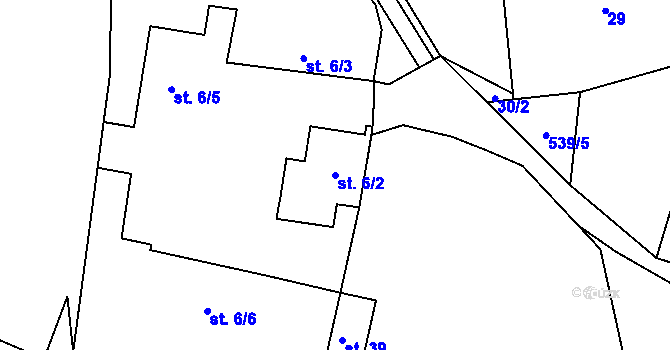 Parcela st. 6/2 v KÚ Semtěš u Žlutic, Katastrální mapa