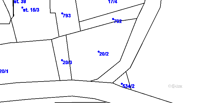 Parcela st. 20/2 v KÚ Semtěš u Žlutic, Katastrální mapa