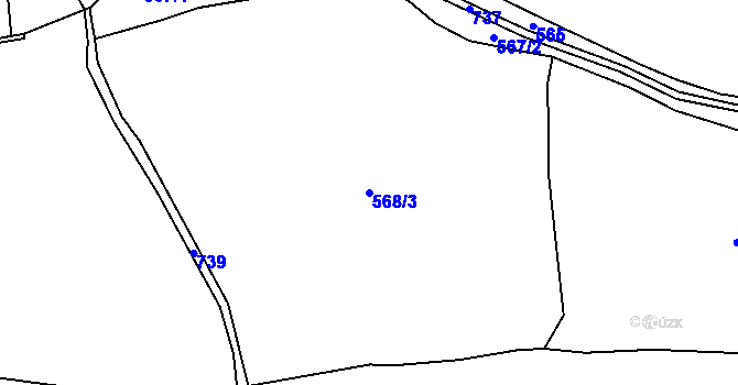 Parcela st. 568/3 v KÚ Semtěš u Žlutic, Katastrální mapa