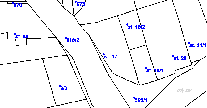 Parcela st. 17 v KÚ Pšov u Podbořan, Katastrální mapa
