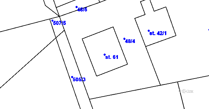 Parcela st. 61 v KÚ Sýrovice, Katastrální mapa