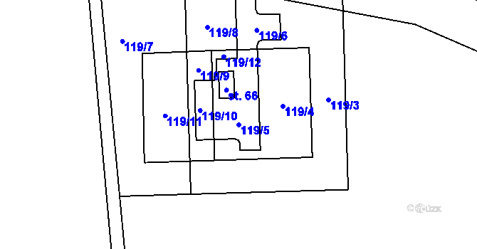 Parcela st. 119/5 v KÚ Sýrovice, Katastrální mapa